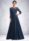 Evie A-Line Scoop Neck Floor-Length Satin Lace Mother of the Bride Dress With Beading DK126P0014858