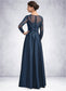 Evie A-Line Scoop Neck Floor-Length Satin Lace Mother of the Bride Dress With Beading DK126P0014858