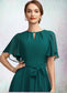 Paris A-Line Scoop Neck Asymmetrical Chiffon Mother of the Bride Dress With Ruffle Bow(s) DK126P0014859