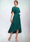 Paris A-Line Scoop Neck Asymmetrical Chiffon Mother of the Bride Dress With Ruffle Bow(s) DK126P0014859