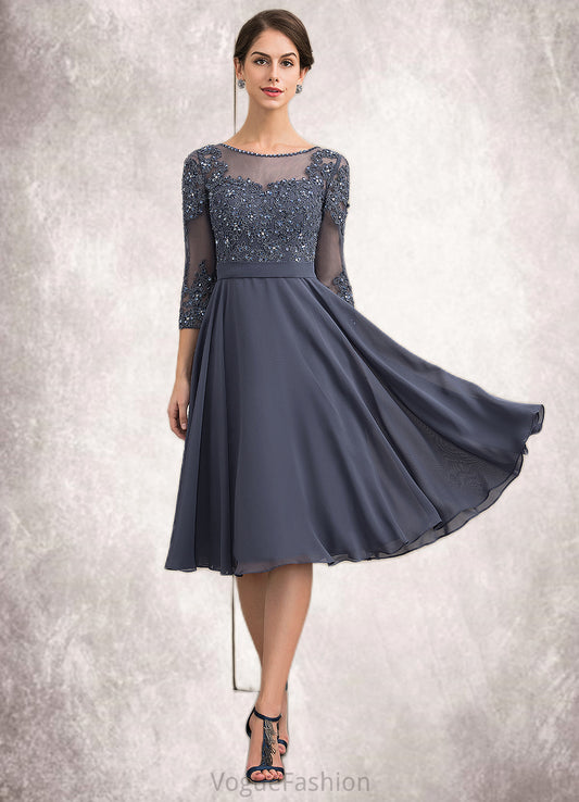 Rosemary A-Line Scoop Neck Knee-Length Chiffon Lace Mother of the Bride Dress With Beading Sequins DK126P0014861