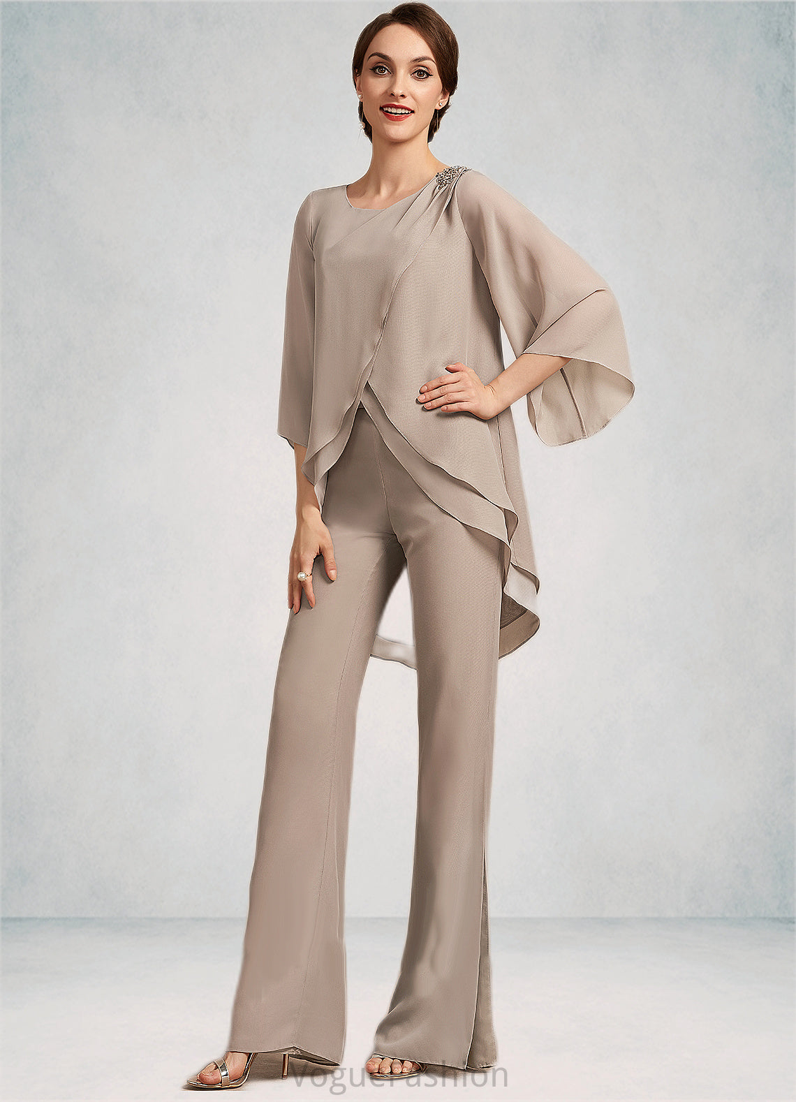 Rosemary Jumpsuit/Pantsuit Scoop Neck Floor-Length Chiffon Mother of the Bride Dress DK126P0014864