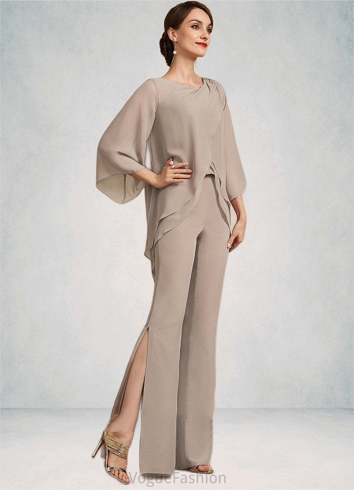 Rosemary Jumpsuit/Pantsuit Scoop Neck Floor-Length Chiffon Mother of the Bride Dress DK126P0014864