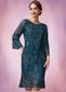 Carolyn Sheath/Column Scoop Neck Knee-Length Lace Mother of the Bride Dress With Sequins DK126P0014867