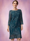 Carolyn Sheath/Column Scoop Neck Knee-Length Lace Mother of the Bride Dress With Sequins DK126P0014867