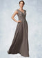 Jan A-Line V-neck Floor-Length Chiffon Lace Mother of the Bride Dress With Ruffle Sequins DK126P0014870