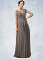 Jan A-Line V-neck Floor-Length Chiffon Lace Mother of the Bride Dress With Ruffle Sequins DK126P0014870