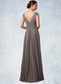 Jan A-Line V-neck Floor-Length Chiffon Lace Mother of the Bride Dress With Ruffle Sequins DK126P0014870