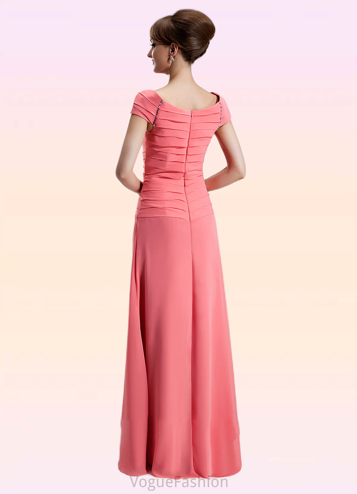 Addisyn A-Line Scoop Neck Floor-Length Chiffon Mother of the Bride Dress With Ruffle Beading DK126P0014872