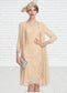 Eleanor Sheath/Column Scoop Neck Knee-Length Lace Mother of the Bride Dress With Beading Sequins DK126P0014874