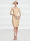 Eleanor Sheath/Column Scoop Neck Knee-Length Lace Mother of the Bride Dress With Beading Sequins DK126P0014874