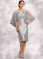 Josephine Sheath/Column Scoop Neck Knee-Length Taffeta Lace Mother of the Bride Dress With Beading Sequins DK126P0014886