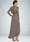 Asia A-Line Square Neckline Asymmetrical Chiffon Mother of the Bride Dress With Appliques Lace Sequins DK126P0014888