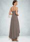 Asia A-Line Square Neckline Asymmetrical Chiffon Mother of the Bride Dress With Appliques Lace Sequins DK126P0014888