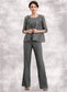 Vivian Jumpsuit/Pantsuit Scoop Neck Ankle-Length Chiffon Mother of the Bride Dress DK126P0014890