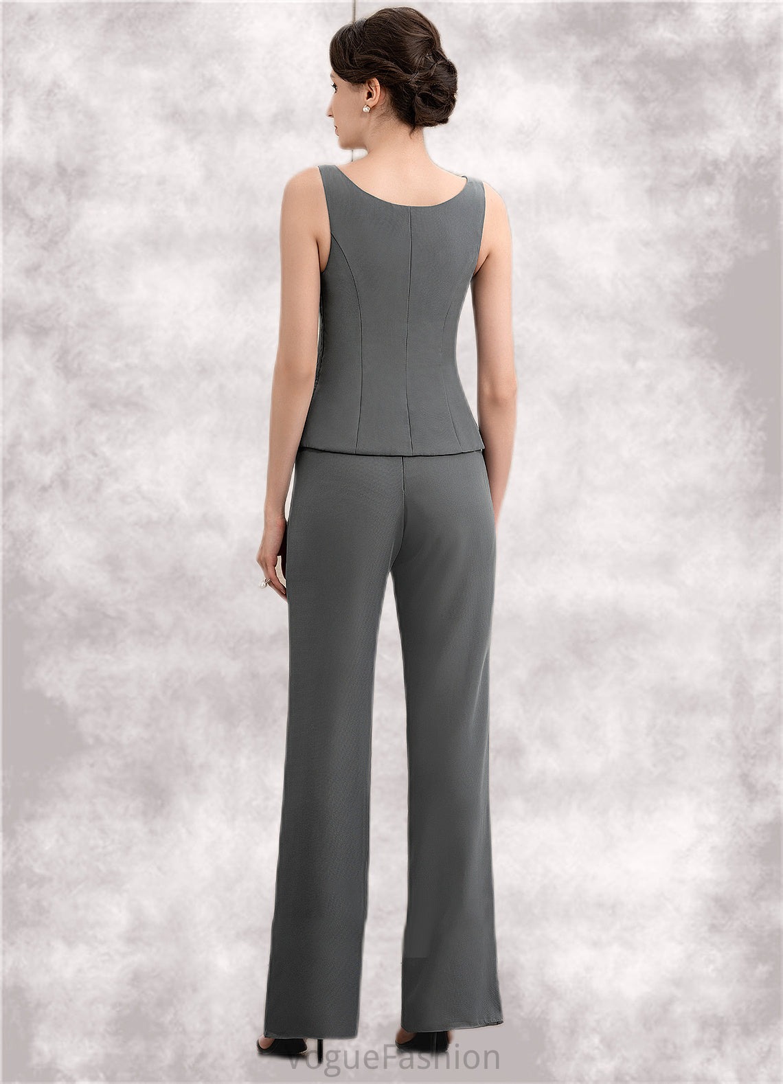 Vivian Jumpsuit/Pantsuit Scoop Neck Ankle-Length Chiffon Mother of the Bride Dress DK126P0014890