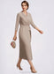 Melissa Sheath/Column V-neck Tea-Length Chiffon Mother of the Bride Dress With Bow(s) DK126P0014891