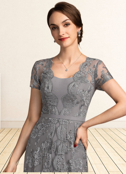 Camila A-Line Square Neckline Sweep Train Chiffon Lace Mother of the Bride Dress DK126P0014903