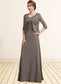 Haley A-Line Square Neckline Floor-Length Chiffon Lace Mother of the Bride Dress DK126P0014904