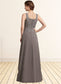 Haley A-Line Square Neckline Floor-Length Chiffon Lace Mother of the Bride Dress DK126P0014904