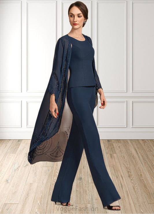 Hazel Jumpsuit/Pantsuit Scoop Neck Floor-Length Chiffon Mother of the Bride Dress DK126P0014914