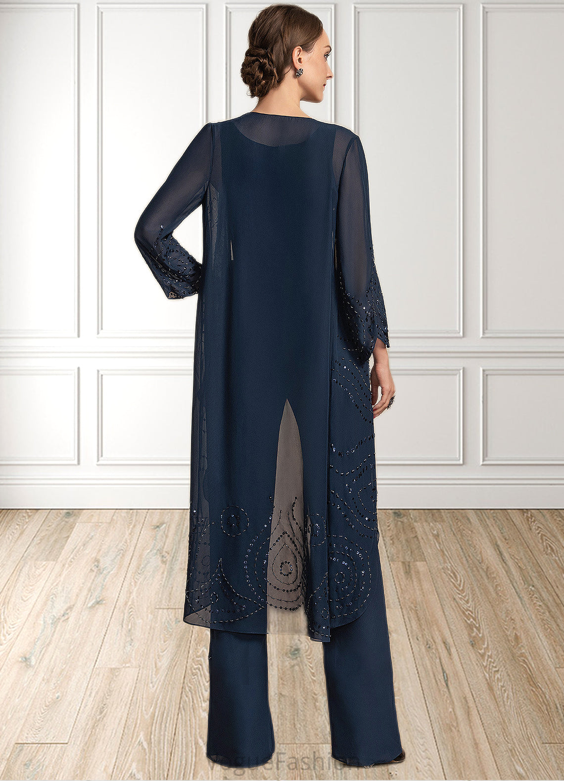 Hazel Jumpsuit/Pantsuit Scoop Neck Floor-Length Chiffon Mother of the Bride Dress DK126P0014914