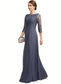 Carla A-Line Scoop Neck Floor-Length Chiffon Lace Mother of the Bride Dress With Ruffle DK126P0014917