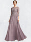 Ida A-Line Scoop Neck Floor-Length Chiffon Lace Mother of the Bride Dress With Sequins DK126P0014918