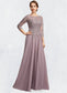 Ida A-Line Scoop Neck Floor-Length Chiffon Lace Mother of the Bride Dress With Sequins DK126P0014918