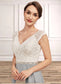 Aryanna A-Line V-neck Tea-Length Chiffon Lace Mother of the Bride Dress With Beading DK126P0014919