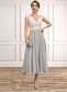 Aryanna A-Line V-neck Tea-Length Chiffon Lace Mother of the Bride Dress With Beading DK126P0014919