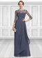 Paisley A-Line Scoop Neck Floor-Length Chiffon Mother of the Bride Dress With Beading Sequins Cascading Ruffles DK126P0014921