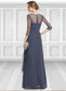 Paisley A-Line Scoop Neck Floor-Length Chiffon Mother of the Bride Dress With Beading Sequins Cascading Ruffles DK126P0014921