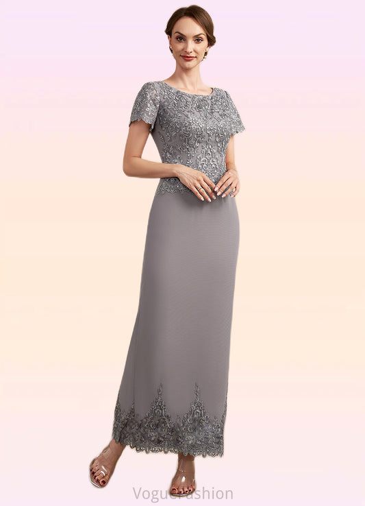 Leah Sheath/Column Scoop Neck Ankle-Length Chiffon Lace Mother of the Bride Dress With Sequins DK126P0014922