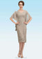 Brittany Sheath/Column V-neck Knee-Length Chiffon Lace Mother of the Bride Dress With Cascading Ruffles DK126P0014925