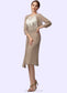 Miah Sheath/Column Scoop Neck Knee-Length Chiffon Lace Mother of the Bride Dress DK126P0014927