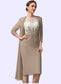 Miah Sheath/Column Scoop Neck Knee-Length Chiffon Lace Mother of the Bride Dress DK126P0014927