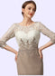 Miah Sheath/Column Scoop Neck Knee-Length Chiffon Lace Mother of the Bride Dress DK126P0014927