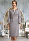 Joyce Sheath/Column V-neck Knee-Length Stretch Crepe Mother of the Bride Dress With Beading DK126P0014928