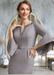 Joyce Sheath/Column V-neck Knee-Length Stretch Crepe Mother of the Bride Dress With Beading DK126P0014928