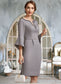 Joyce Sheath/Column V-neck Knee-Length Stretch Crepe Mother of the Bride Dress With Beading DK126P0014928