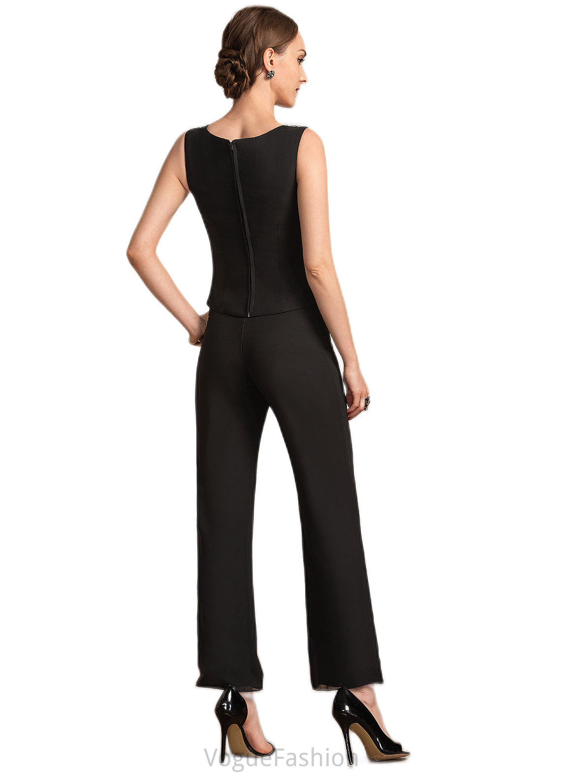 Anabelle Jumpsuit/Pantsuit Scoop Neck Ankle-Length Chiffon Mother of the Bride Dress With Beading Sequins DK126P0014932