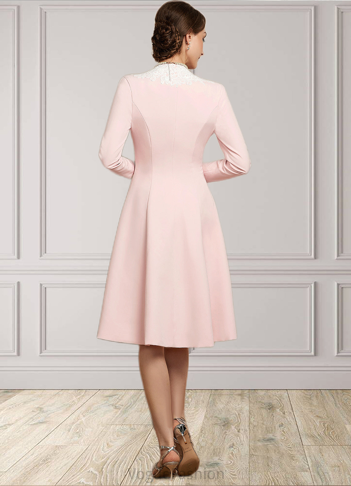 Pru Sheath/Column V-neck Knee-Length Stretch Crepe Mother of the Bride Dress DK126P0014933