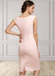 Pru Sheath/Column V-neck Knee-Length Stretch Crepe Mother of the Bride Dress DK126P0014933