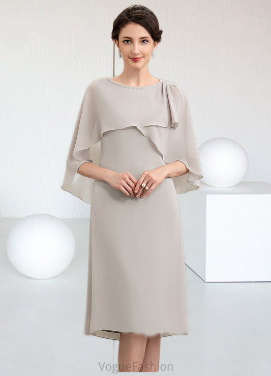 Karla A-Line Scoop Neck Knee-Length Chiffon Mother of the Bride Dress DK126P0014935