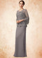 Alina Sheath/Column Square Neckline Floor-Length Chiffon Lace Mother of the Bride Dress DK126P0014936