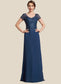 Brooklynn A-Line V-neck Floor-Length Chiffon Lace Mother of the Bride Dress With Sequins DK126P0014938