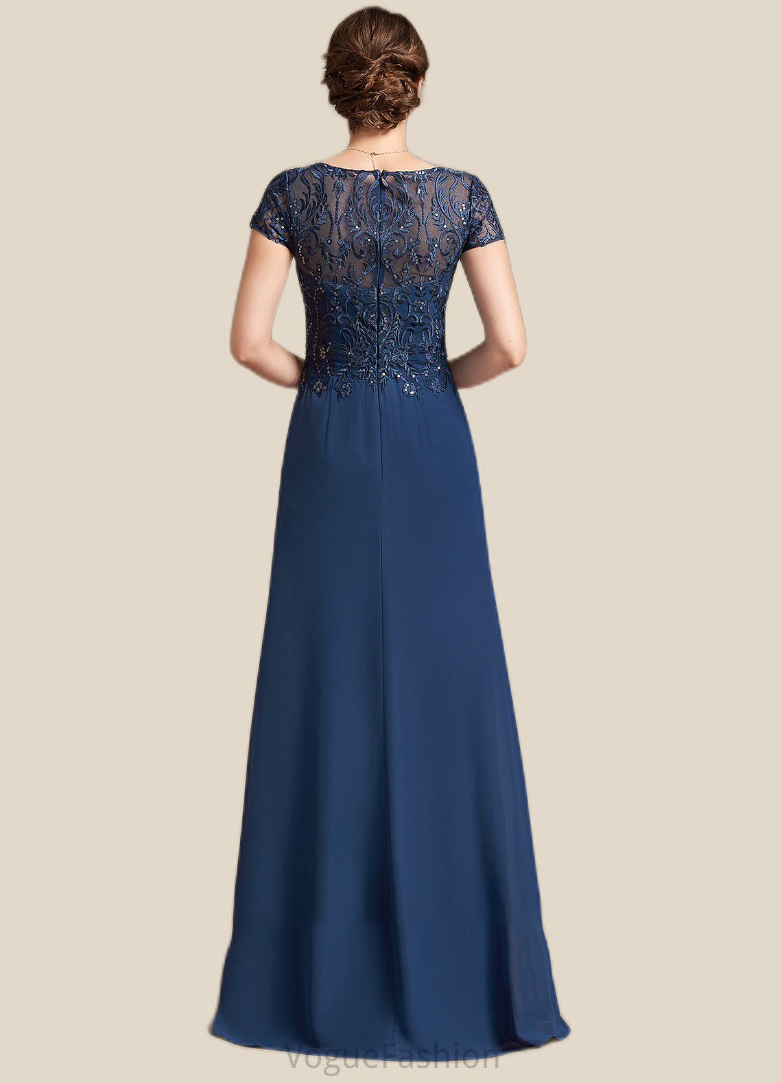 Brooklynn A-Line V-neck Floor-Length Chiffon Lace Mother of the Bride Dress With Sequins DK126P0014938