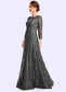 Izabelle A-Line Scoop Neck Floor-Length Lace Mother of the Bride Dress With Sequins DK126P0014939