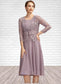 Ella A-Line Square Neckline Knee-Length Chiffon Mother of the Bride Dress DK126P0014940